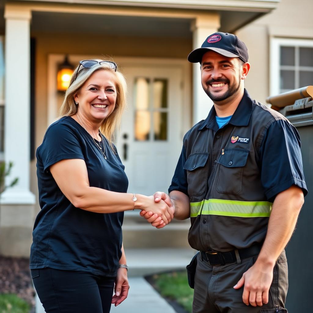 Happy homeowner with our crew